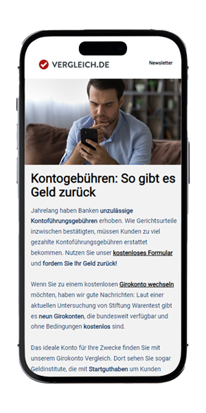 Screenshot einer vergangenen Ausgabe des Vergleich.de Newsletters.